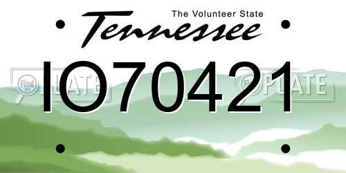 IO70421 Tennessee License Plate