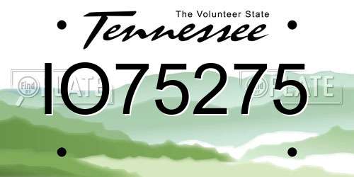 IO75275 Tennessee License Plate