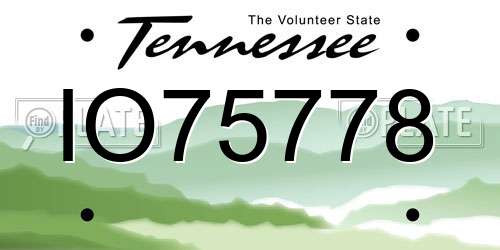 IO75778 Tennessee License Plate