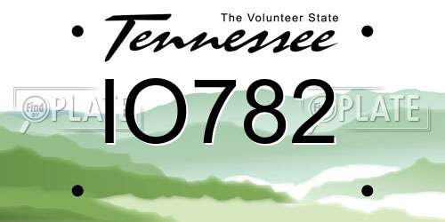 IO782 Tennessee License Plate
