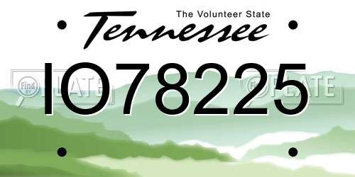 IO78225 Tennessee License Plate