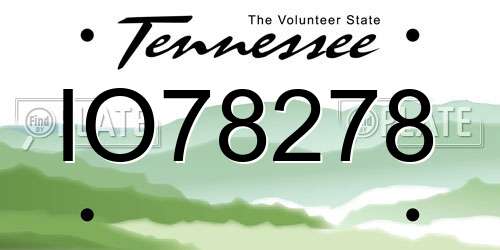 IO78278 Tennessee License Plate