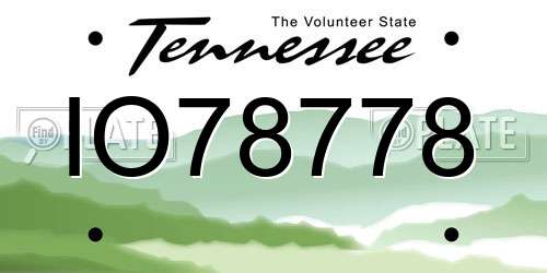 IO78778 Tennessee License Plate