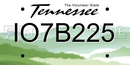 IO7B225 Tennessee License Plate
