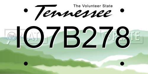IO7B278 Tennessee License Plate