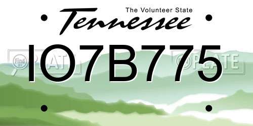 IO7B775 Tennessee License Plate