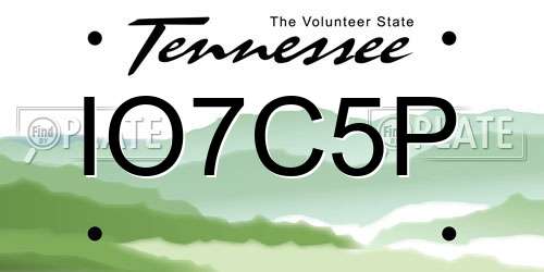 IO7C5P Tennessee License Plate