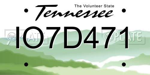 IO7D471 Tennessee License Plate