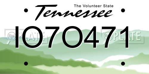 IO7O471 Tennessee License Plate