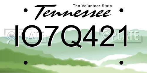IO7Q421 Tennessee License Plate