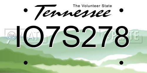 IO7S278 Tennessee License Plate