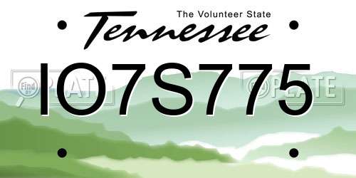IO7S775 Tennessee License Plate