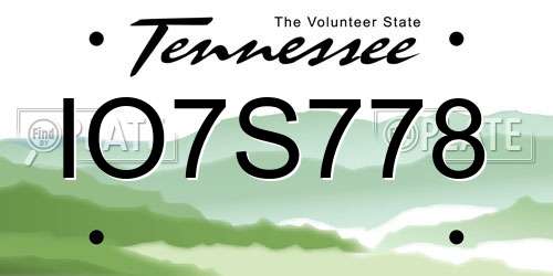 IO7S778 Tennessee License Plate