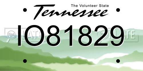 IO81829 Tennessee License Plate