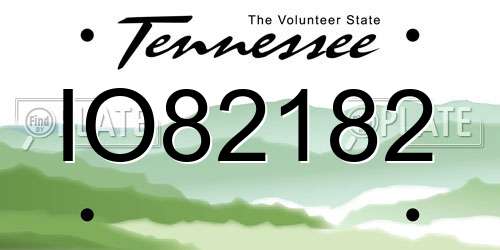 IO82182 Tennessee License Plate