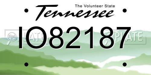 IO82187 Tennessee License Plate
