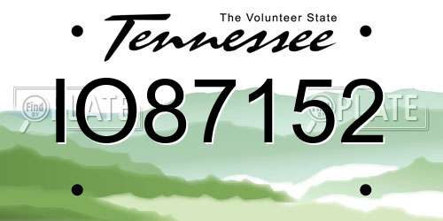 IO87152 Tennessee License Plate