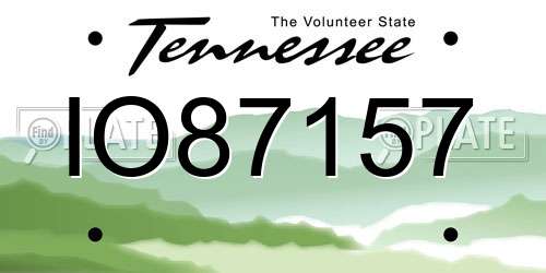 IO87157 Tennessee License Plate