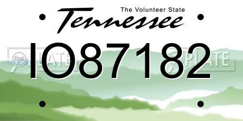 IO87182 Tennessee License Plate