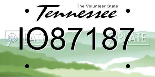 IO87187 Tennessee License Plate