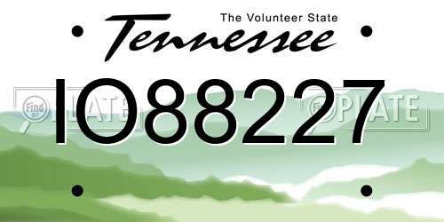 IO88227 Tennessee License Plate