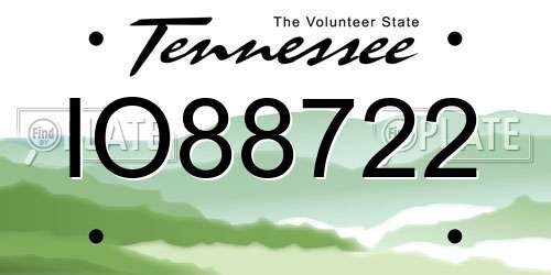 IO88722 Tennessee License Plate