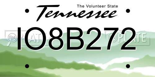 IO8B272 Tennessee License Plate