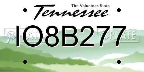 IO8B277 Tennessee License Plate