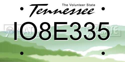 IO8E335 Tennessee License Plate
