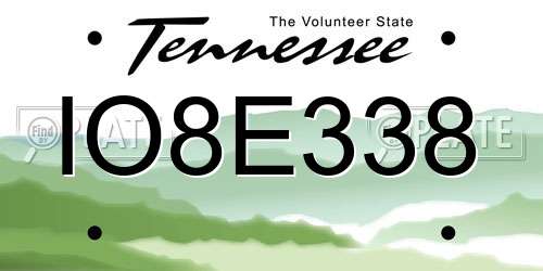 IO8E338 Tennessee License Plate