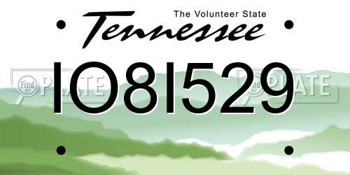 IO8I529 Tennessee License Plate