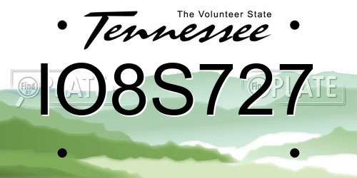 IO8S727 Tennessee License Plate