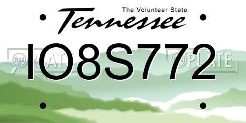 IO8S772 Tennessee License Plate