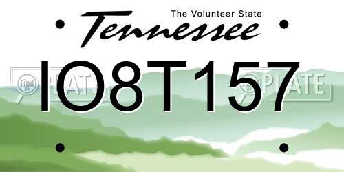 IO8T157 Tennessee License Plate