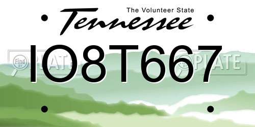 IO8T667 Tennessee License Plate
