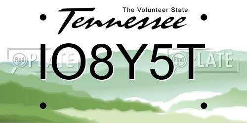 IO8Y5T Tennessee License Plate