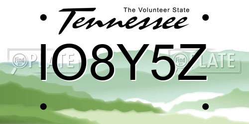 IO8Y5Z Tennessee License Plate