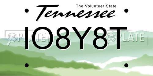 IO8Y8T Tennessee License Plate