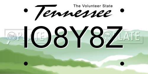 IO8Y8Z Tennessee License Plate