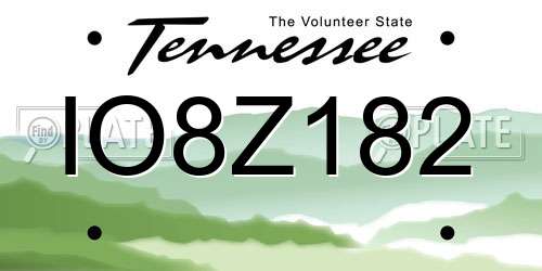 IO8Z182 Tennessee License Plate