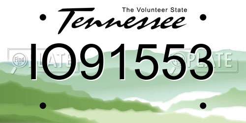 IO91553 Tennessee License Plate
