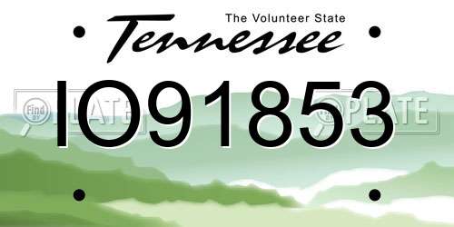 IO91853 Tennessee License Plate