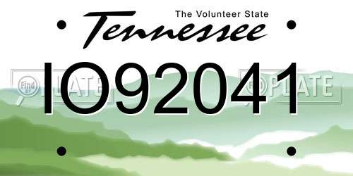IO92041 Tennessee License Plate