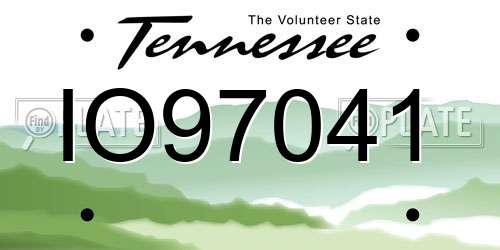 IO97041 Tennessee License Plate