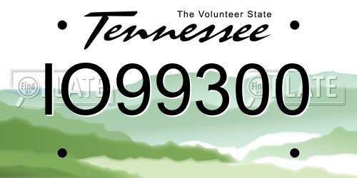 IO99300 Tennessee License Plate