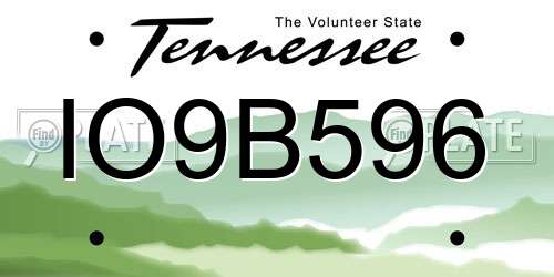 IO9B596 Tennessee License Plate