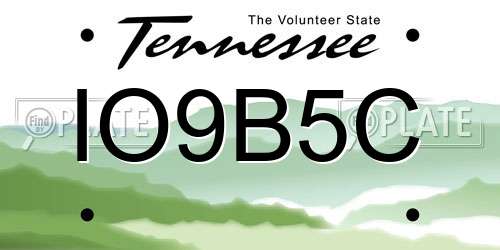 IO9B5C Tennessee License Plate