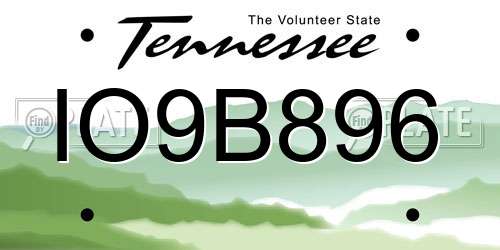 IO9B896 Tennessee License Plate