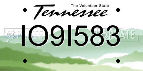 IO9I583 Tennessee License Plate