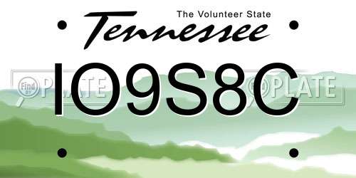 IO9S8C Tennessee License Plate